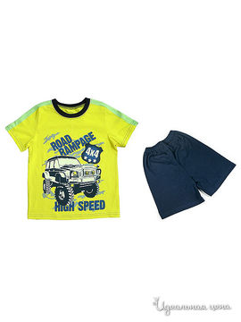 Комплект  футболка+шорты  Figaro для мальчиков, цвет желтый/синий