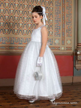 Платье Perlitta, цвет белый атлас, серебряная сетка
