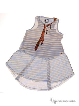 Платье в полоску "Miss Independent" Mini Shatsu, цвет голубой/серый с аппликацией