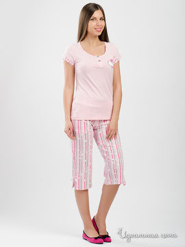 Пижама AQUA, цвет розовый, серо-розовый в полоску