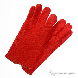 Перчатки трикотажные с отделкой кожей, красные