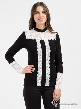 Блуза с кружевом ADZHEDO, цвет черный/белое кружево