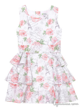 Платье  для девочки S'cool!, цвет белый, розовый, светло-зеленый