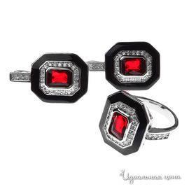 Комплект (серьги,кольцо) Migura, цвет черный,красный