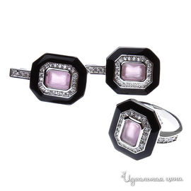 Комплект (серьги,кольцо) Migura, цвет черный,розовый