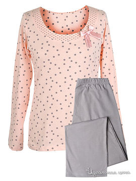 Пижама женская MUZZY, цвет персиковый/серый