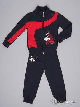 Спортивный костюм AMK, цвет Темно серый с красной полоской