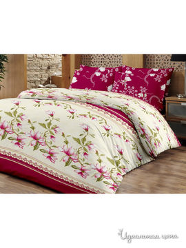 КПБ 1,5-спальный Храмцовский текстиль "Эдельвейс", цвет бордовый, белый