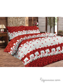 КПБ 1,5-спальный Храмцовский текстиль, цвет красный, белый