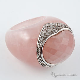 Кольцо , серебряное с розовым кварцем
