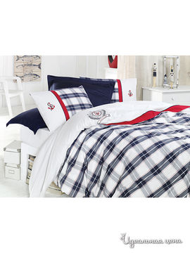 Комплект постельного белья ISSIMO евро, цвет бело-сине-красный