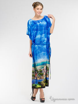 Платье-балахон ADZHEDO, цвет синий/облака/город