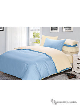 Комплект постельного белья семейный Dream time store, голубой, белый