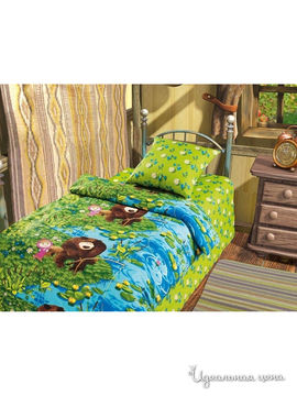Комплект постельного белья 1,5-спальный ( 70*70 см) Маша и Медведь "На рыбалке", цвет мультиколор