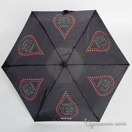 Зонт в 5 сложений Isotoner "механический" женский, цвет черный / серый / розовый