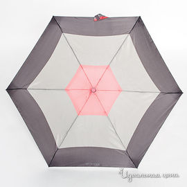 Зонт в 4 сложения Isotoner "автоматический" женский, цвет черный / серый / розовый