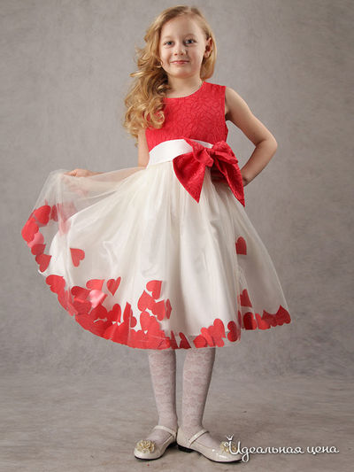 Платье Красавушка, цвет красный, молочный