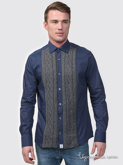 Рубашка Cipo & Baxx, цвет темно-синий, серый