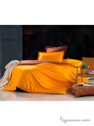 Комплект постельного белья Евро Valtery, цвет коричневый, оранжевый