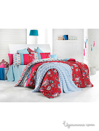 Комплект постельного белья 1,5 спальный Issimo, цвет красный, голубой