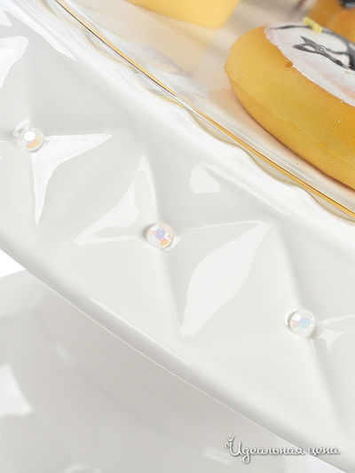 Тортовница со стеклянной крышкой Elff Ceramics, цвет молочный