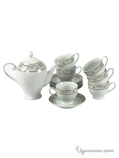 Фарфоровый чайный сервиз, 14 предметов Elff Decor, цвет молочный