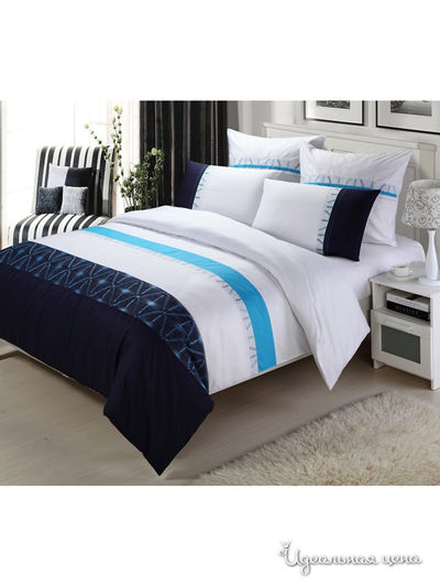 Комплект постельного белья 2-х спальный Фаворит-Текстиль, цвет белый, синий