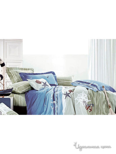 Комплект постельного белья 1,5-спальный Фаворит-Текстиль &quot;Бриз&quot;, цвет синий, зеленый