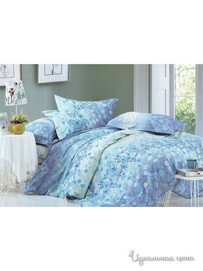 Комплект постельного белья Евро Shinning Star, цвет голубой