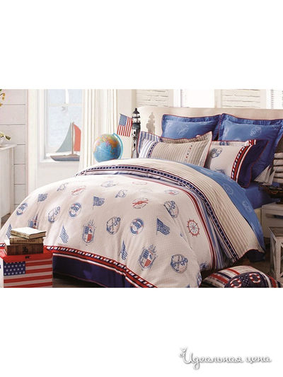 Комплект постельного белья 1,5-спальный Shinning Star &quot;Парусник&quot;, цвет молочный, синий