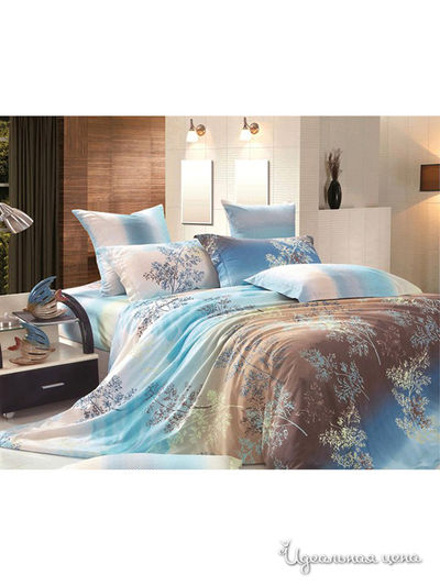 Комплект постельного белья 1,5-спальный Shinning Star, цвет белый, голубой, коричневый