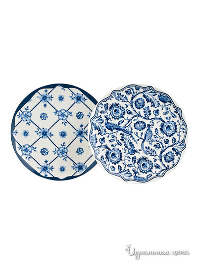 Набор из 2-х тарелок Elff Decor, цвет белый, синий
