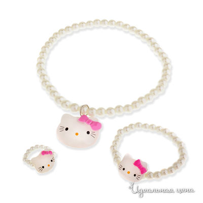 Комплект: кольцо, браслет, колье Hello Kitty, цвет белый