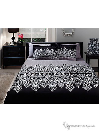 Комплект постельного белья 1,5 - спальный TAC, цвет черный, серый
