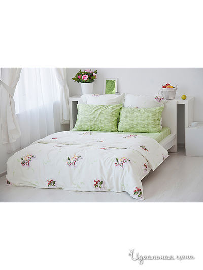 Комплект постельного белья двуспальный Тет-а-Тет, цвет белый, зеленый