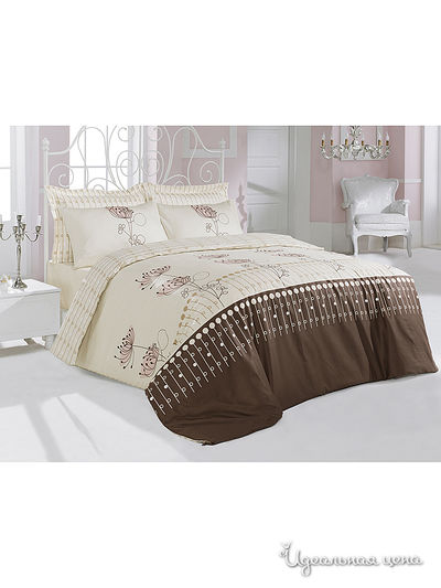 Комплект постельного белья двуспальный Тет-а-Тет, цвет молочный, коричневый