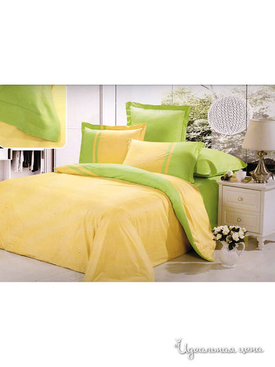 Комплект постельного белья, двуспальный Valtery, цвет желтый, зеленый