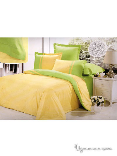 Комплект постельного белья, Евро Valtery, цвет желтый, зеленый