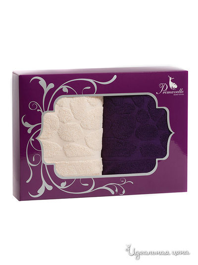 Комплект полотенец, 2 шт Primavelle, цвет бежевый, фиолетовый