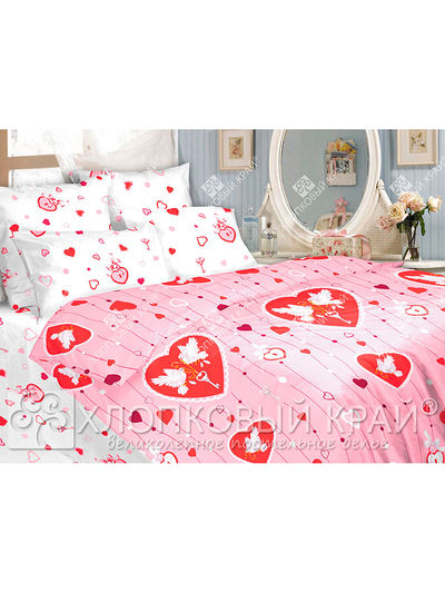 Комплект постельного белья семейный Хлопковый Край, цвет розовый
