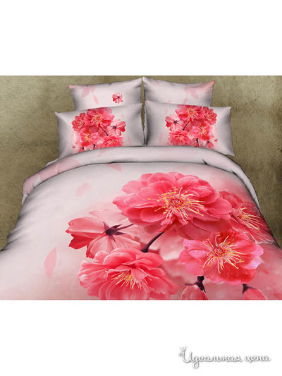 Комплект постельного белья 1,5-спальный 3D из сатина, Shinning Star &quot;Адениум&quot;, цвет розовый