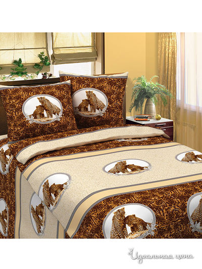 Комплект постельного белья 1,5 спальный Традиция Текстиля, цвет бежевый, коричневый
