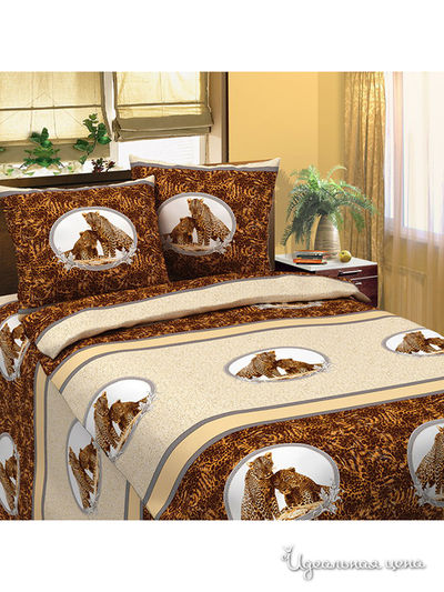 Комплект постельного белья, Семейный Традиция Текстиля, цвет бежевый, коричневый