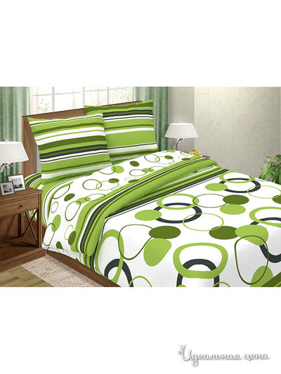 Комплект постельного белья, 2-спальный Pastel, цвет зеленый, молочный