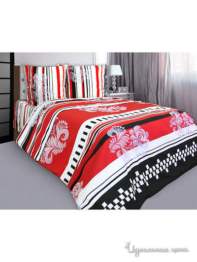 Комплект постельного белья 1,5-спальный, 50*70 см Блакiт, цвет красный, черный