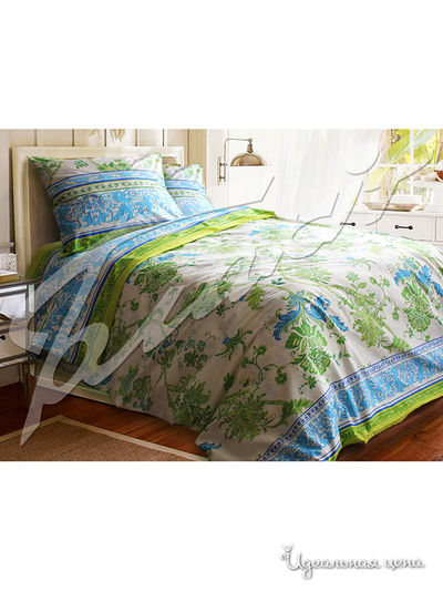 Комплект постельного белья 2-сп, наволочка 50х70 см Блакiт, цвет зеленый, голубой