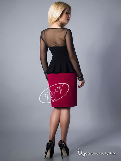 Платье V&amp;V, цвет черный, бордовый