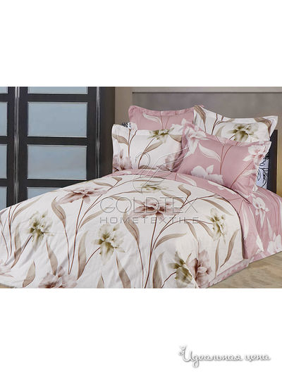 Комплект постельного белья Евро Goldtex, цвет розовый, молочный