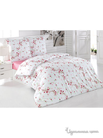 Комплект постельного белья Евро Тет-а-Тет, цвет розовый, белый