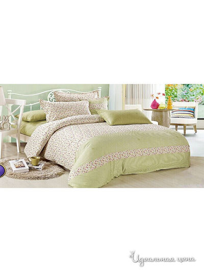 Комплект постельного белья двуспальный, 50*70 см Танаис, цвет светло-зеленый, бежевый